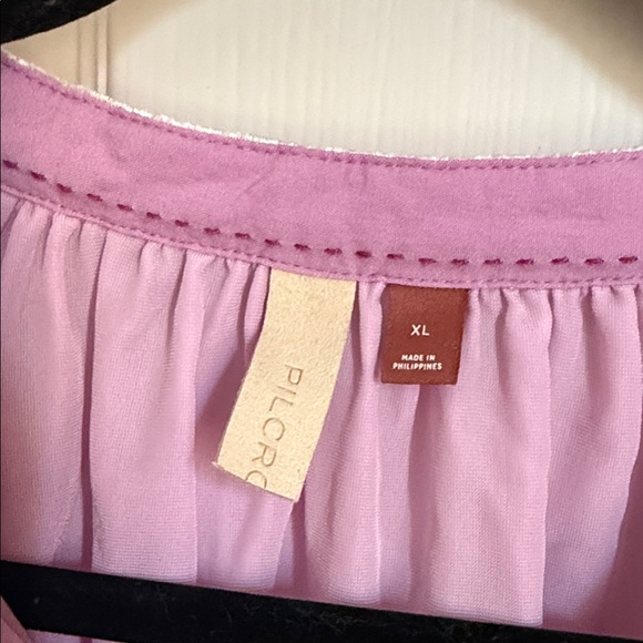 Pilcro Dusty Lilac Satin Button-Front Blouse - Picture 2 of 3